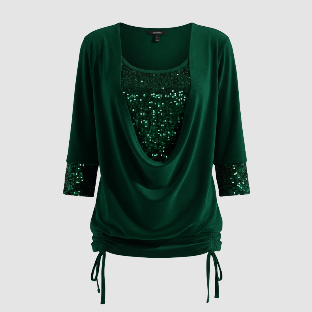 Jorvienne | Women's Long Sleeve Blouse with Shimmering Elegant Look