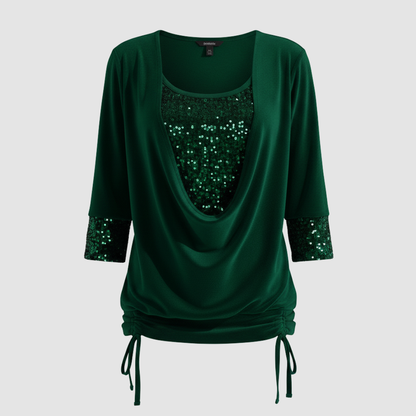 Jorvienne | Women's Long Sleeve Blouse with Shimmering Elegant Look