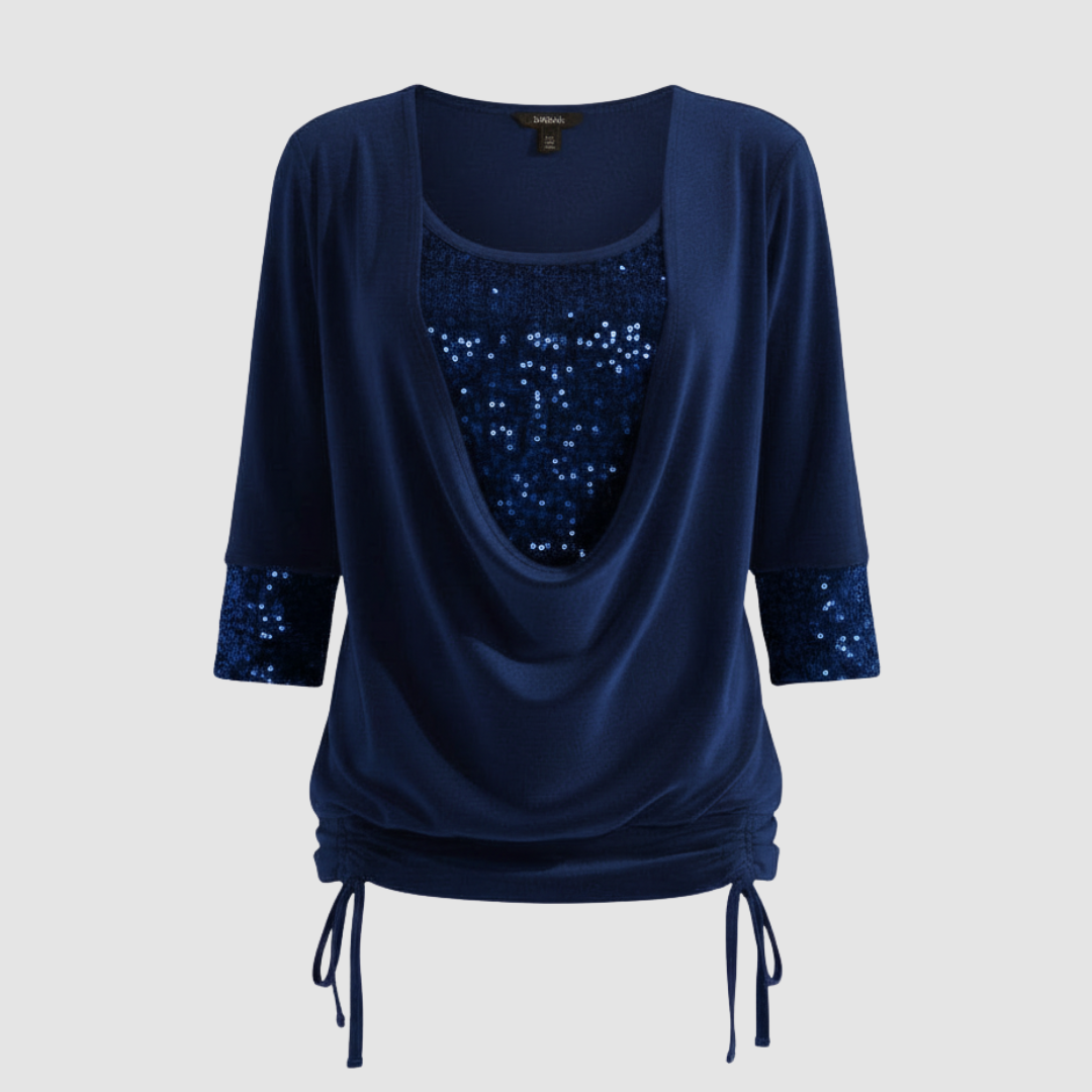 Jorvienne | Women's Long Sleeve Blouse with Shimmering Elegant Look