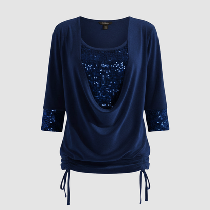 Jorvienne | Women's Long Sleeve Blouse with Shimmering Elegant Look