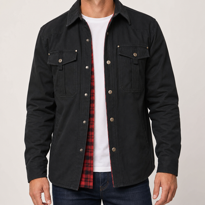 Men's Flannel Lined Shacket - Warm Plaid Overshirt Jacket