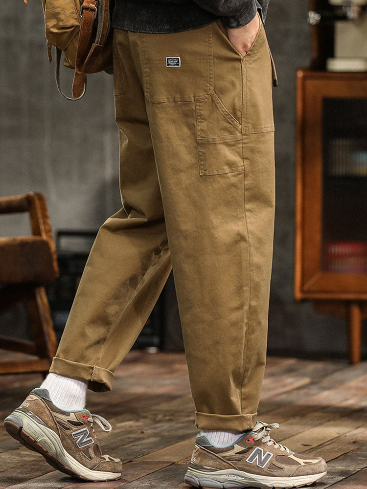 Men's Utility Cargo Pants - Straight Fit Multi Pocket Trousers