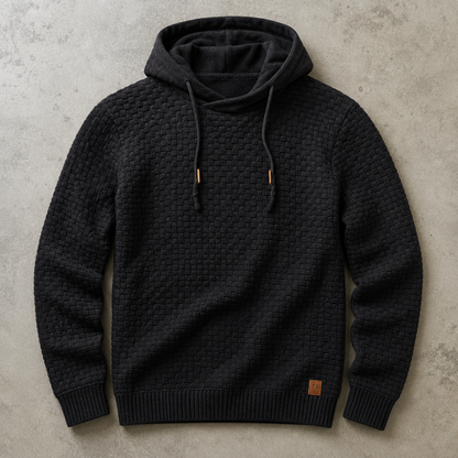 Men's Waffle Knit Hoodie - Cowl Neck Pullover Sweatshirt