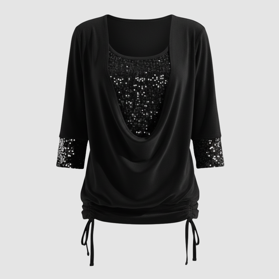 Jorvienne | Women's Long Sleeve Blouse with Shimmering Elegant Look