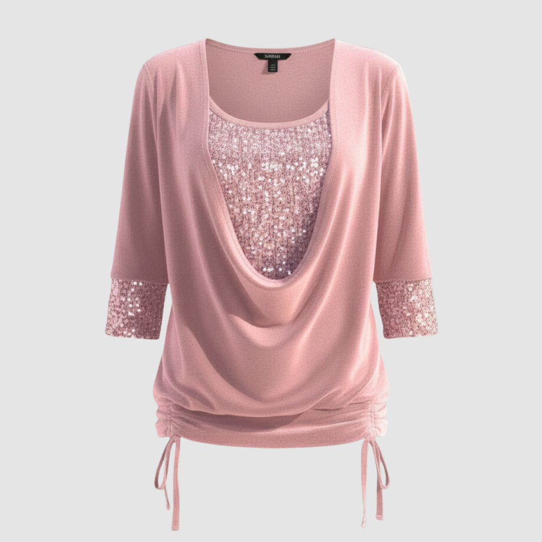 Jorvienne | Women's Long Sleeve Blouse with Shimmering Elegant Look