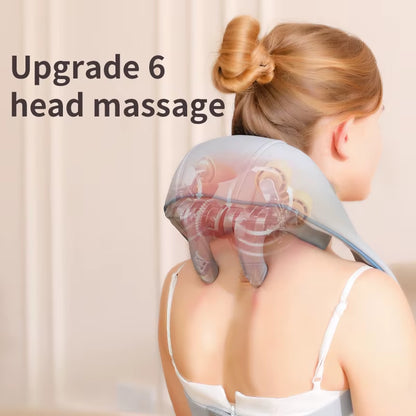 Heated Neck and Shoulder Massager, Finger Pressure Kneading Massage, USB Powered, Soft Comfortable Fit, Ideal Gift for Parents