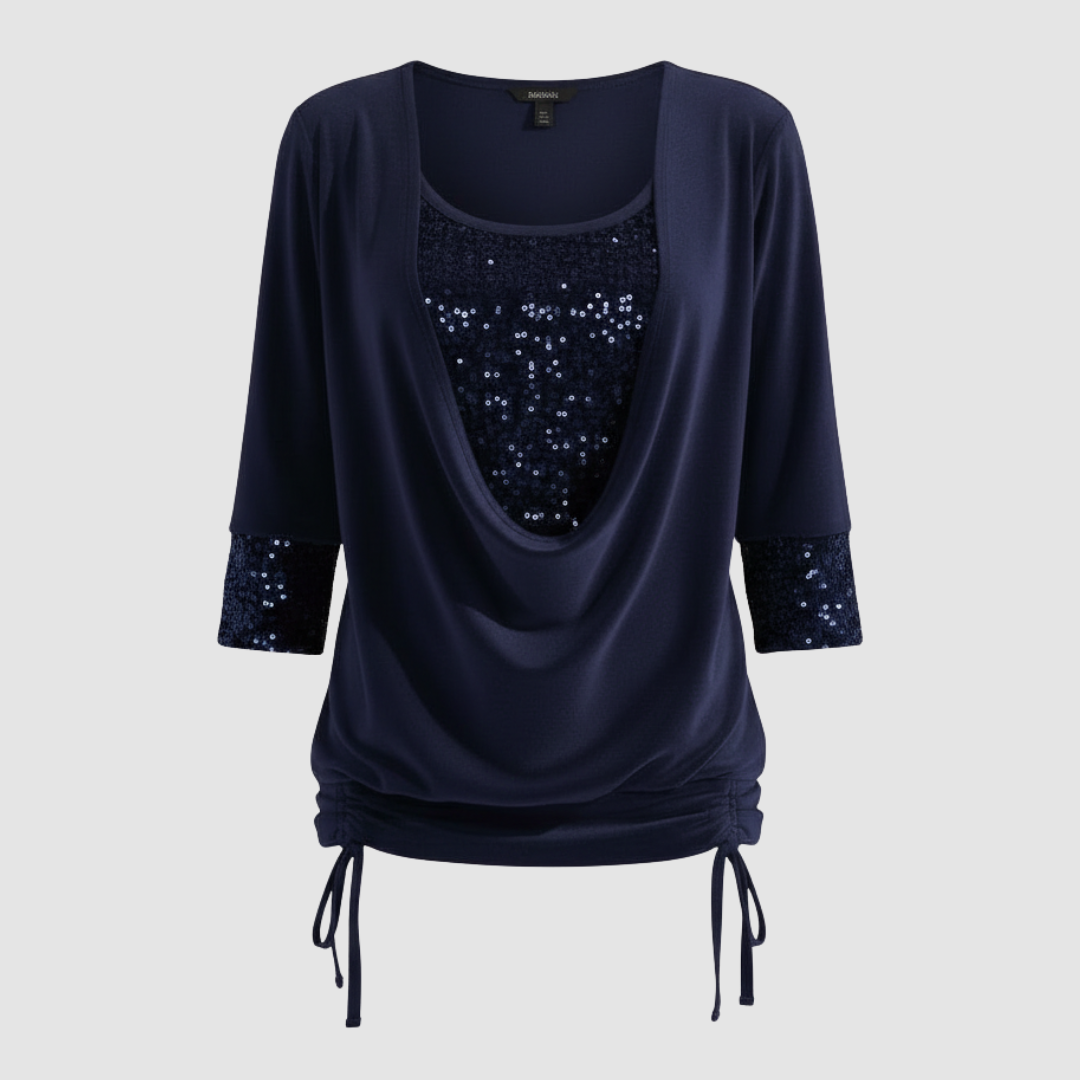 Jorvienne | Women's Long Sleeve Blouse with Shimmering Elegant Look