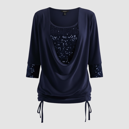 Jorvienne | Women's Long Sleeve Blouse with Shimmering Elegant Look