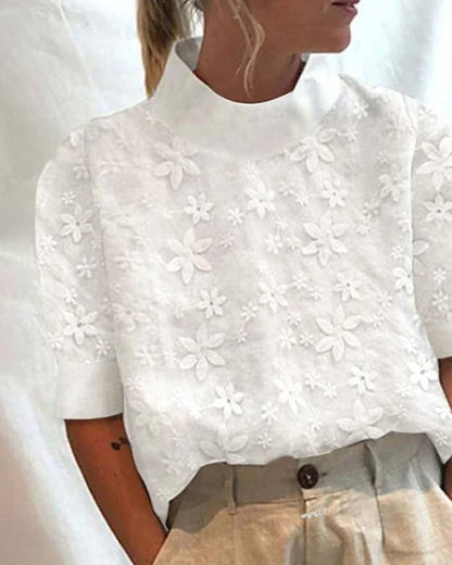 Swaycie | Chic Blouse with Stand-Up Collar Elegant Style Design