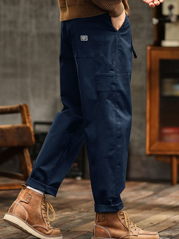 Men's Utility Cargo Pants - Straight Fit Multi Pocket Trousers
