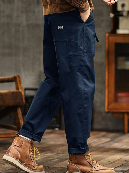 Men's Utility Cargo Pants - Straight Fit Multi Pocket Trousers
