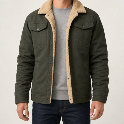 Men's Sherpa Lined Jacket - Trucker Style Casual Outerwear