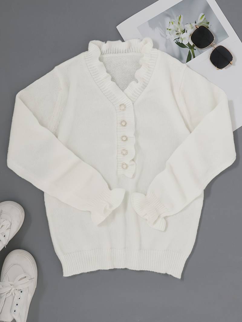 Karylle | Women's Office Blouse with Ruffle Detail and Decorative Buttons