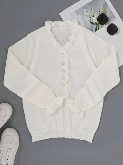 Karylle | Women's Office Blouse with Ruffle Detail and Decorative Buttons