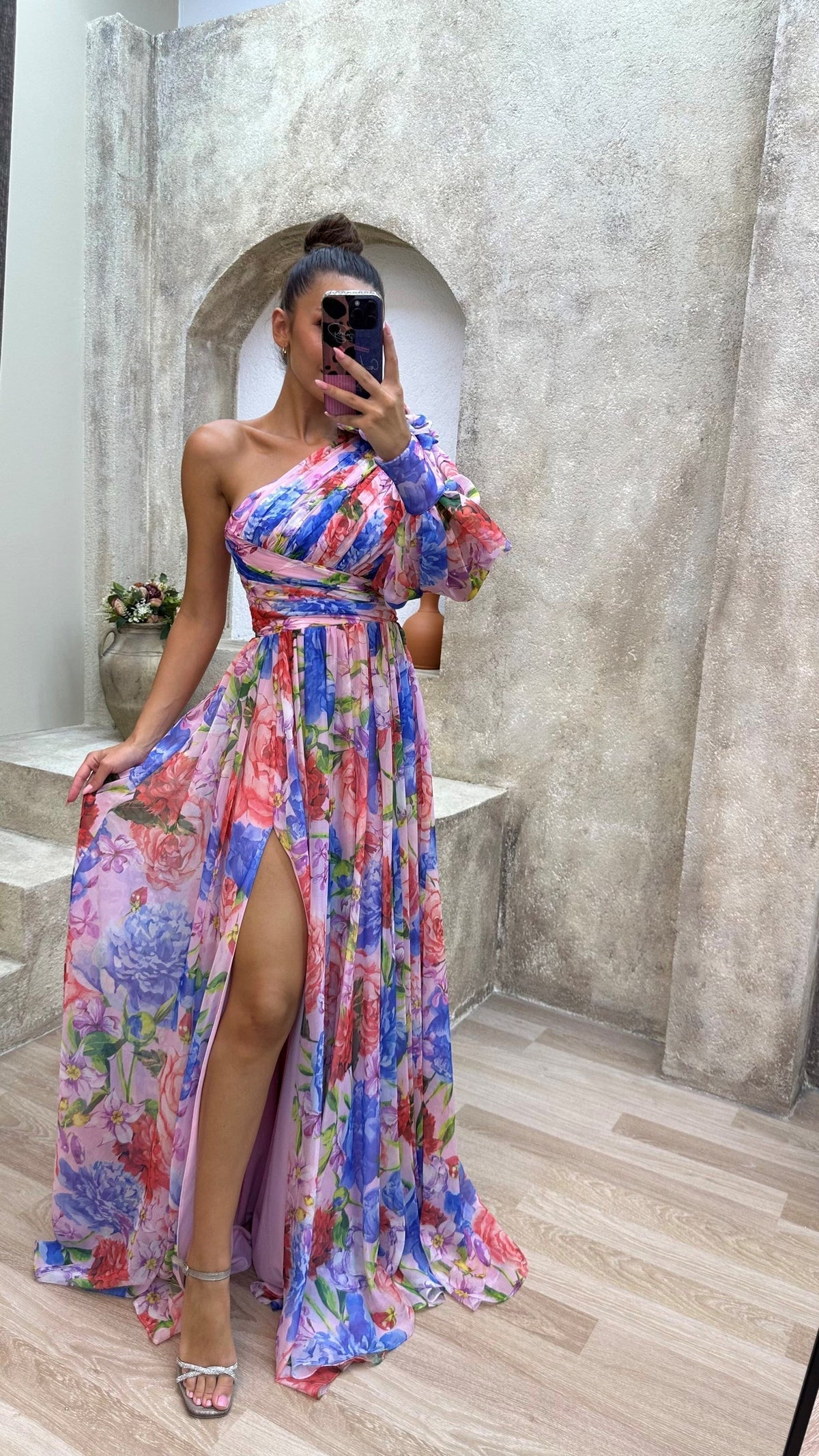 Tessa | Formal Asymmetric Floral Long Maxi Dress with Elegant Side Split
