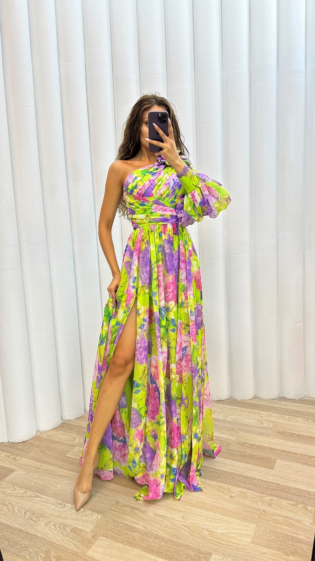 Tessa | Formal Asymmetric Floral Long Maxi Dress with Elegant Side Split