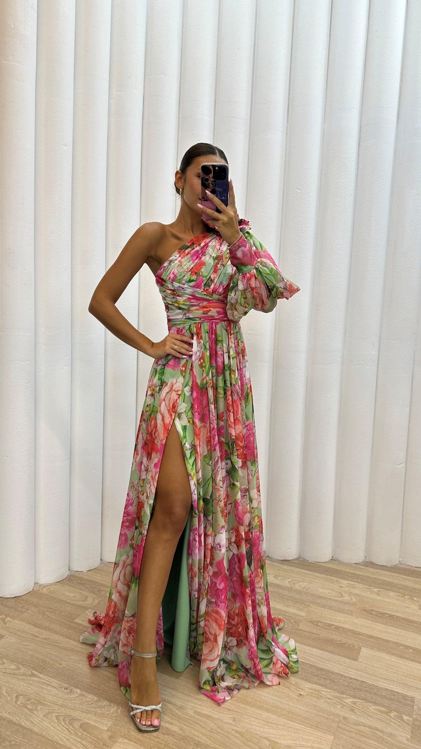 Tessa | Formal Asymmetric Floral Long Maxi Dress with Elegant Side Split