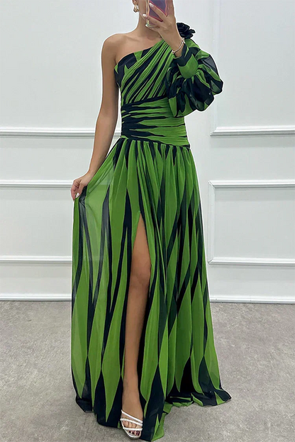 Dovella | Women Evening Striped Dress with Elegant Modern Style