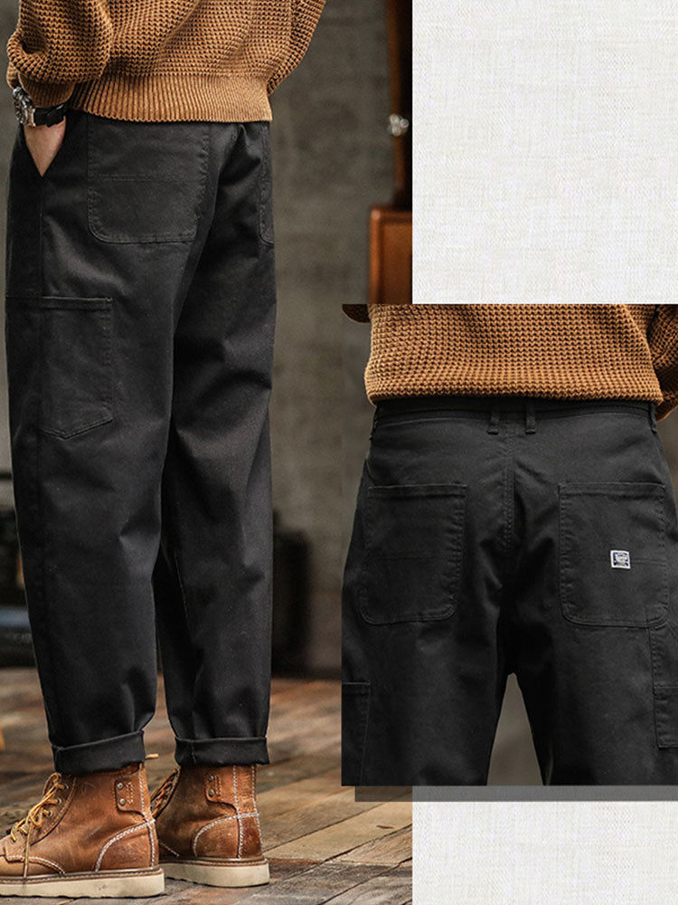 Men's Utility Cargo Pants - Straight Fit Multi Pocket Trousers