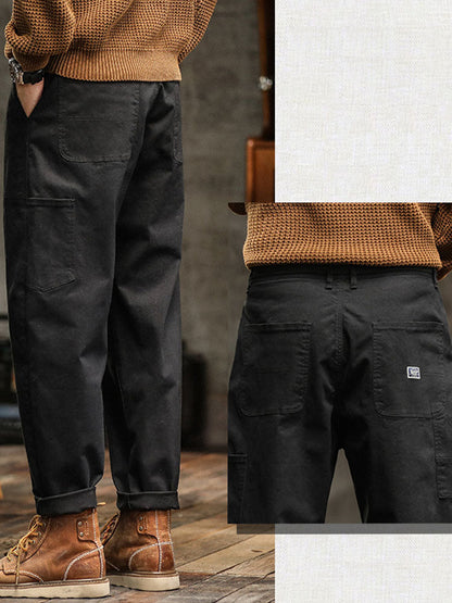 Men's Utility Cargo Pants - Straight Fit Multi Pocket Trousers