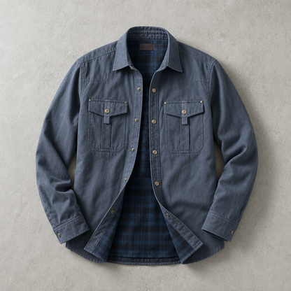 Men's Flannel Lined Shacket - Warm Plaid Overshirt Jacket
