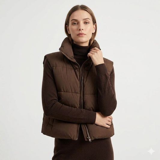 Women's Cropped Puffer Vest - Quilted Winter Vest