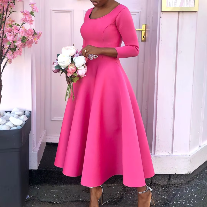Jazelle | Classic A-Line Midi Wedding Guest Dress Elegant for Formal Events