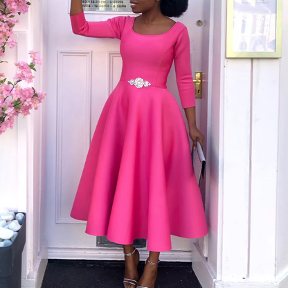 Jazelle | Classic A-Line Midi Wedding Guest Dress Elegant for Formal Events