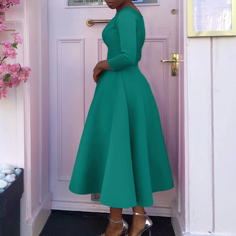 Jazelle | Classic A-Line Midi Wedding Guest Dress Elegant for Formal Events