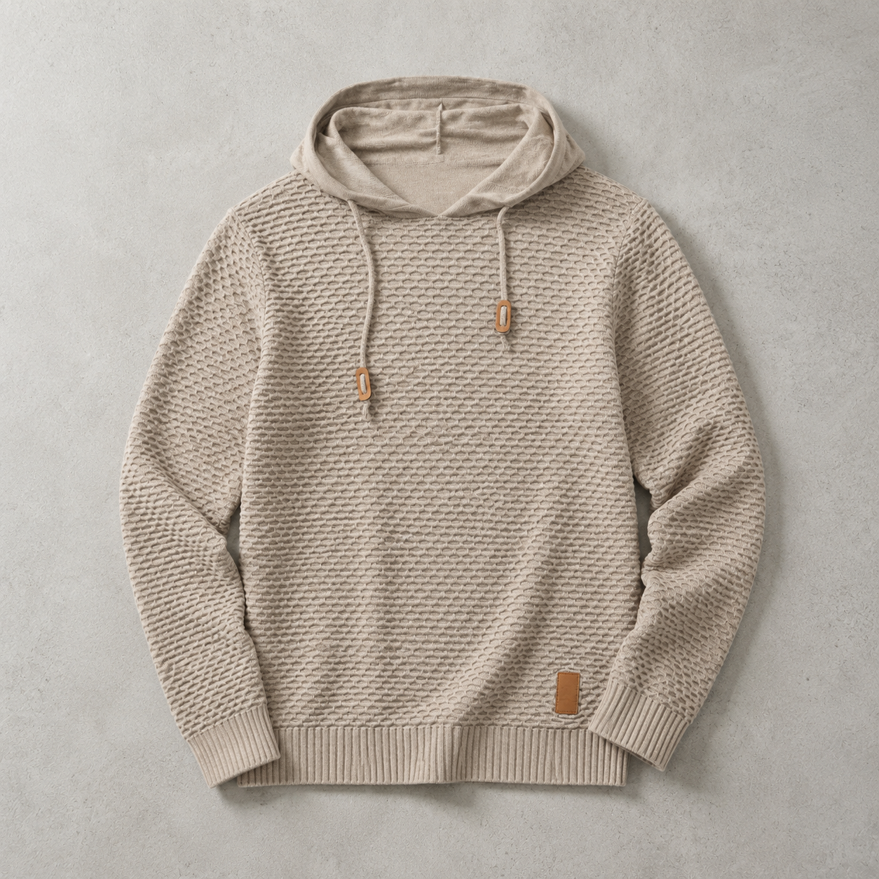 Men's Pullover Hoodie - Basket Weave Casual Sweatshirt