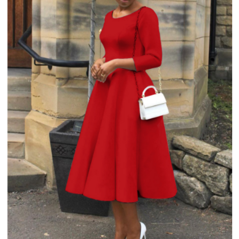 Jazelle | Classic A-Line Midi Wedding Guest Dress Elegant for Formal Events