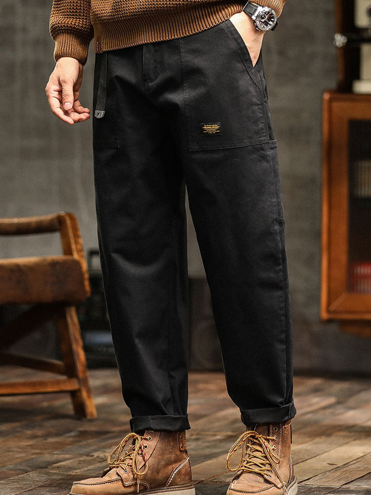 Men's Utility Cargo Pants - Straight Fit Multi Pocket Trousers