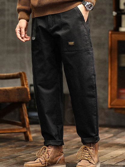 Men's Utility Cargo Pants - Straight Fit Multi Pocket Trousers