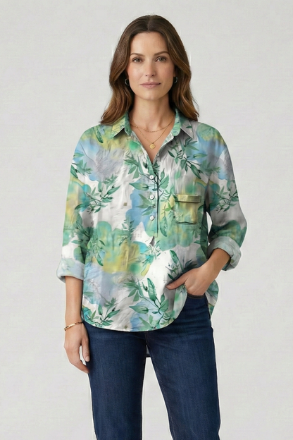 Haisley | Women's Multicolor Floral Blouse with Collared Neckline and Button Closure