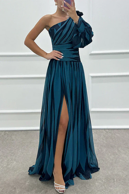 Dovella | Women Evening Striped Dress with Elegant Modern Style