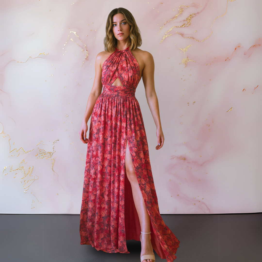 Maebelle | Summer Floral Slit Dress with Elegant Chic Style