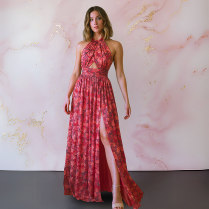 Maebelle | Summer Floral Slit Dress with Elegant Chic Style