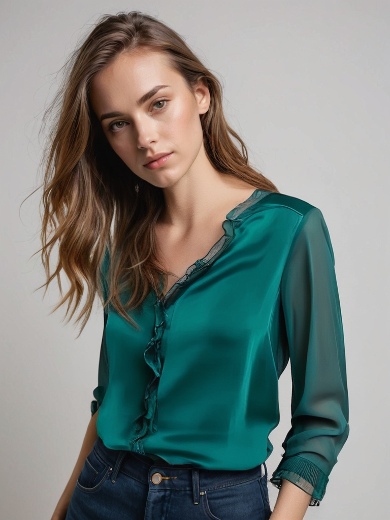 Lorelai | Women's Office Blouse with Long Sleeve and Elegant Ruffle Detail