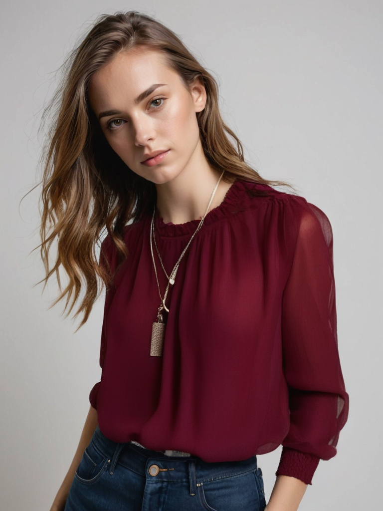 Lorelai | Women's Office Blouse with Long Sleeve and Elegant Ruffle Detail