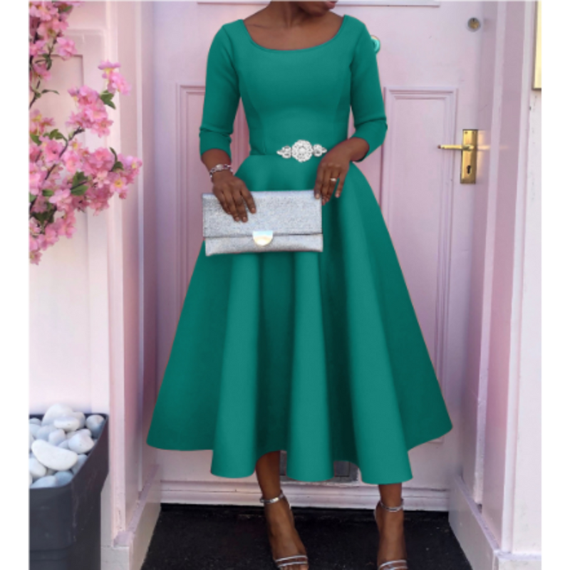 Jazelle | Classic A-Line Midi Wedding Guest Dress Elegant for Formal Events