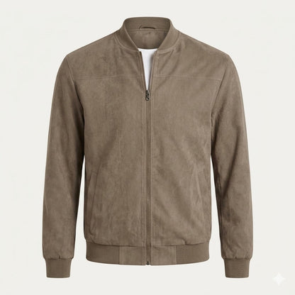 Men's Suede Bomber Jacket Casual Fall Jacket