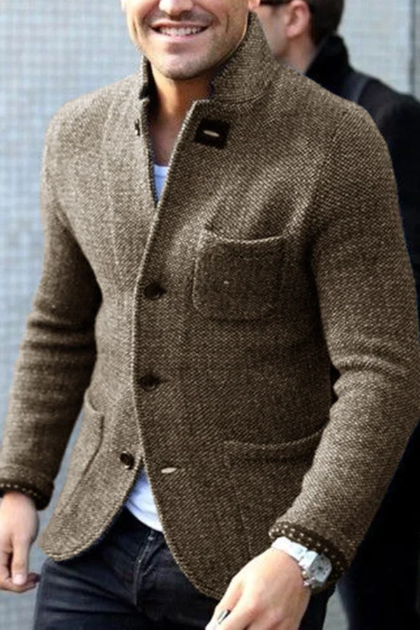 Men's Wool Blend Cardigan Jacket Casual Fall Jacket