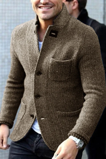 Men's Wool Blend Cardigan Jacket Casual Fall Jacket