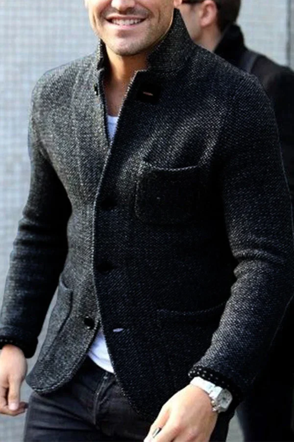 Men's Wool Blend Cardigan Jacket Casual Fall Jacket