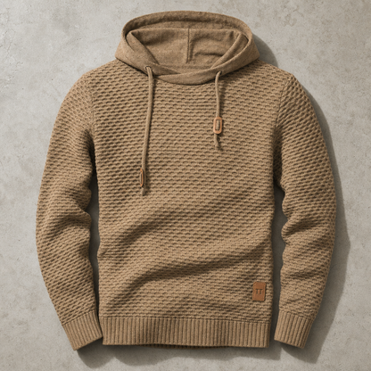 Men's Pullover Hoodie - Basket Weave Casual Sweatshirt