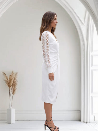 Callaway | Stunning Modern Flair Long Party Dress with Lace Sleeves