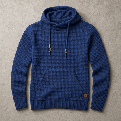 Men's Waffle Knit Hoodie - Cowl Neck Pullover Sweatshirt