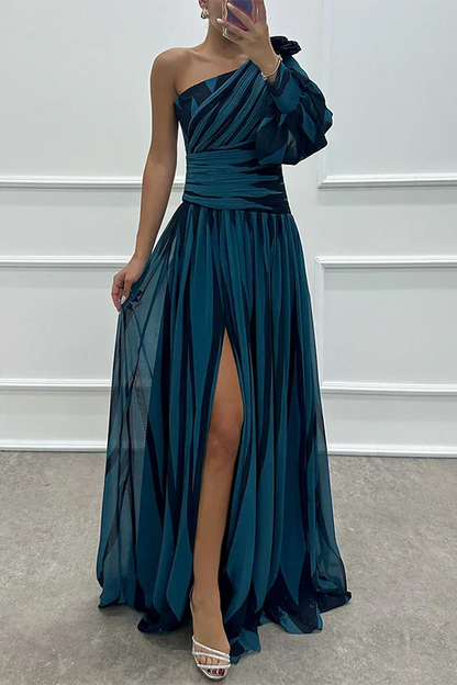 Dovella | Women Evening Striped Dress with Elegant Modern Style