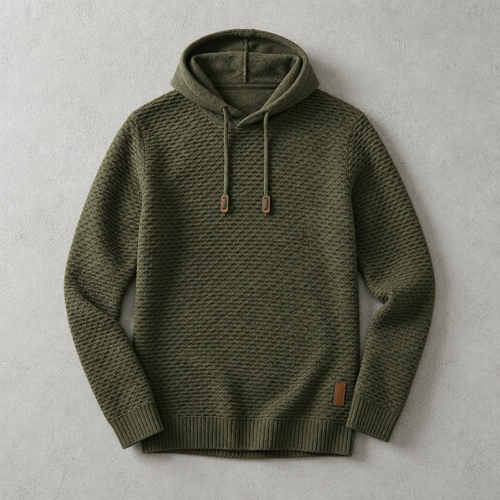 Men's Pullover Hoodie - Basket Weave Casual Sweatshirt