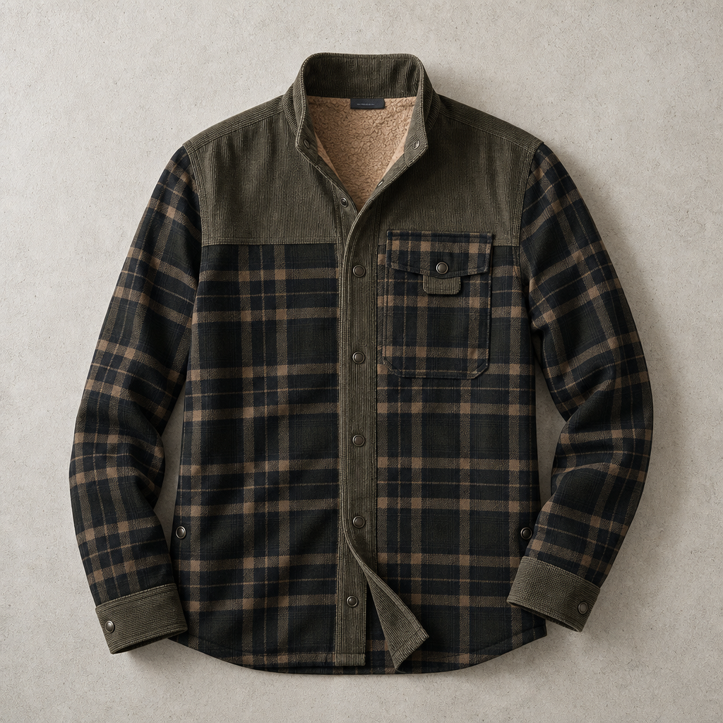 Men's Sherpa Lined Flannel Shirt Jacket - Plaid Field Overshirt